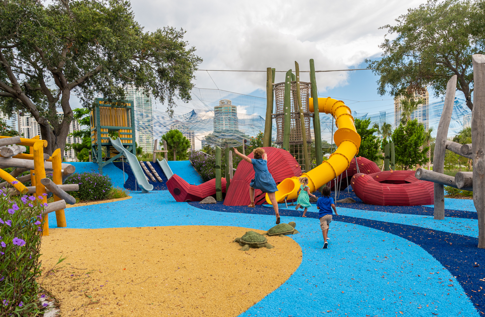 children jumping in playground