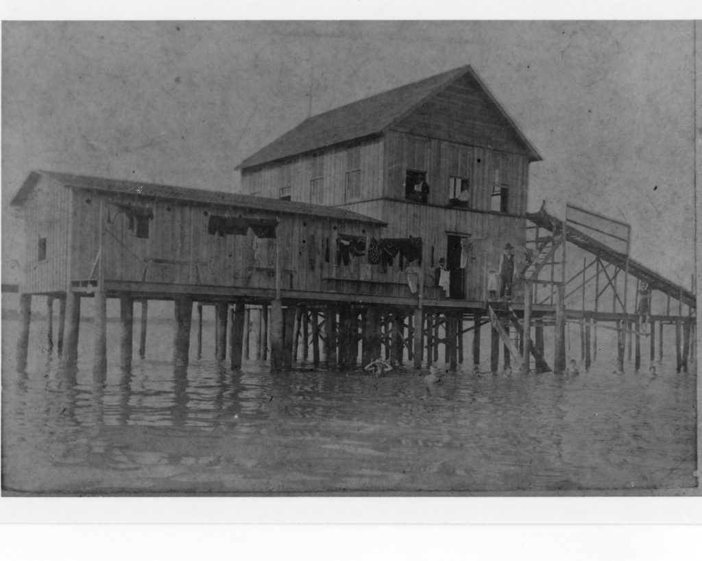 old black and white photo of pier