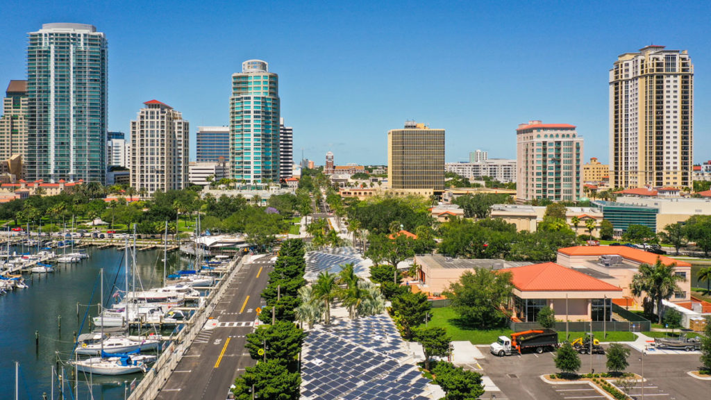 bird's eye view of st. pete skyline