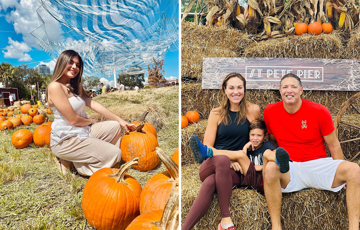 family enjoying a day at the pumpkin patch